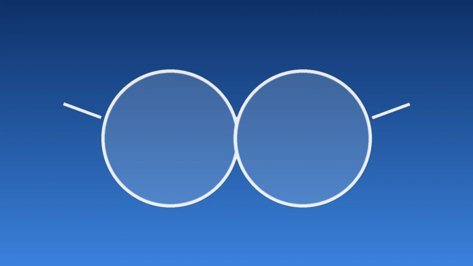 Illustration : monture de lunettes stylisée sur un fond dégradé bleu et orangé